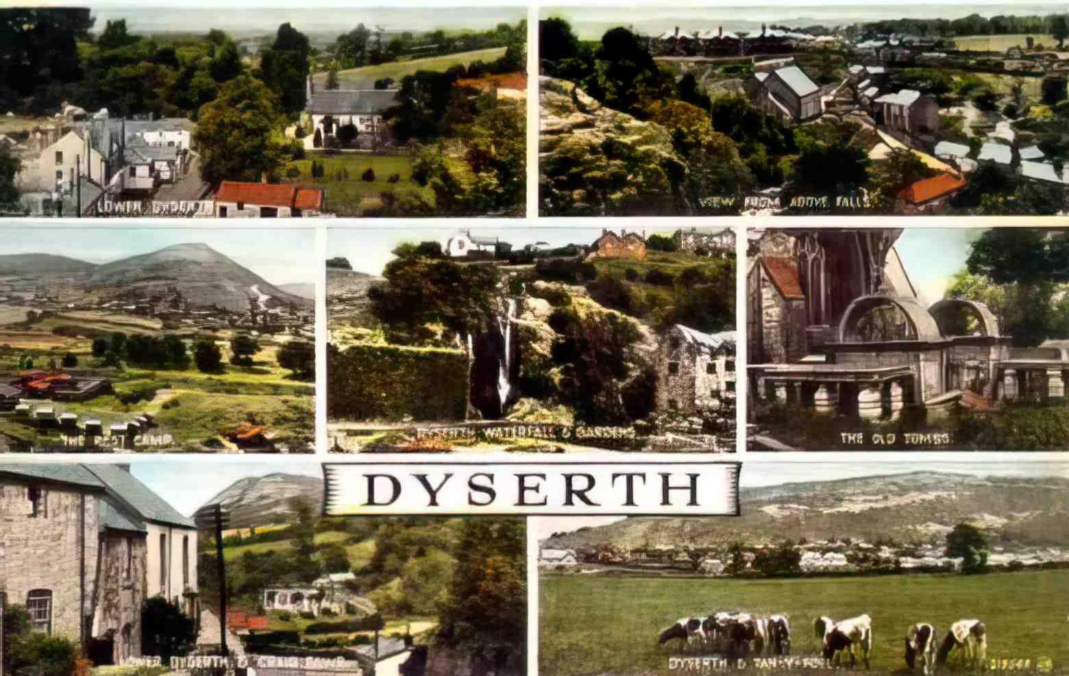 Flintshire Dyserth Multiview Postcard Vintage A4 Photo Print