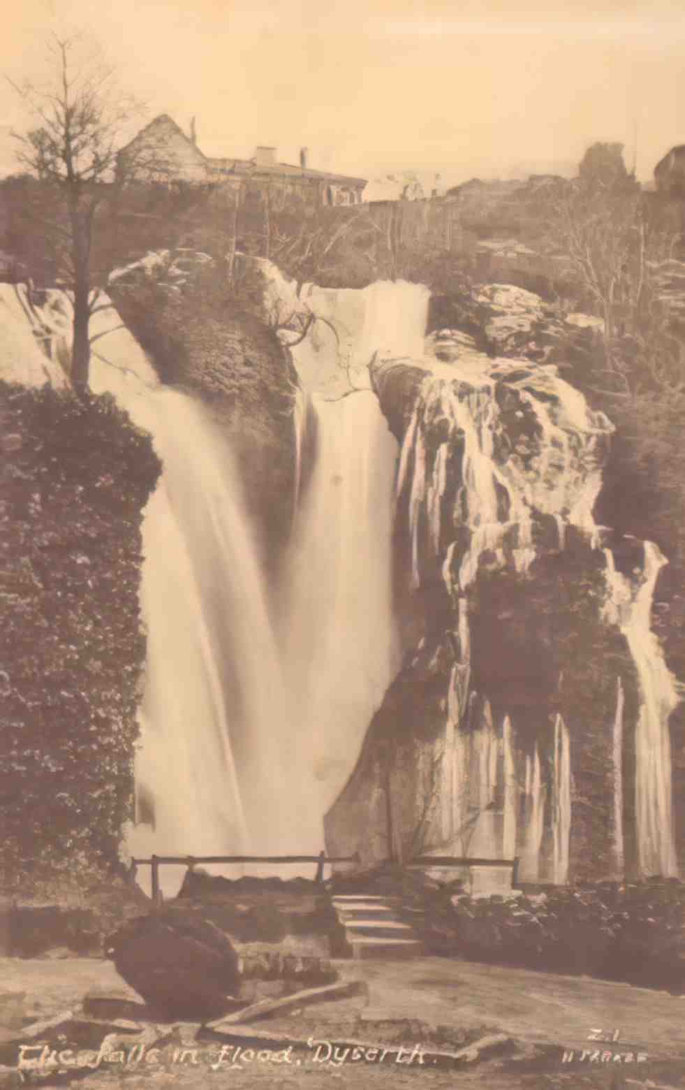 Flintshire Dyserth The falls in flood Vintage A4 Photo Print