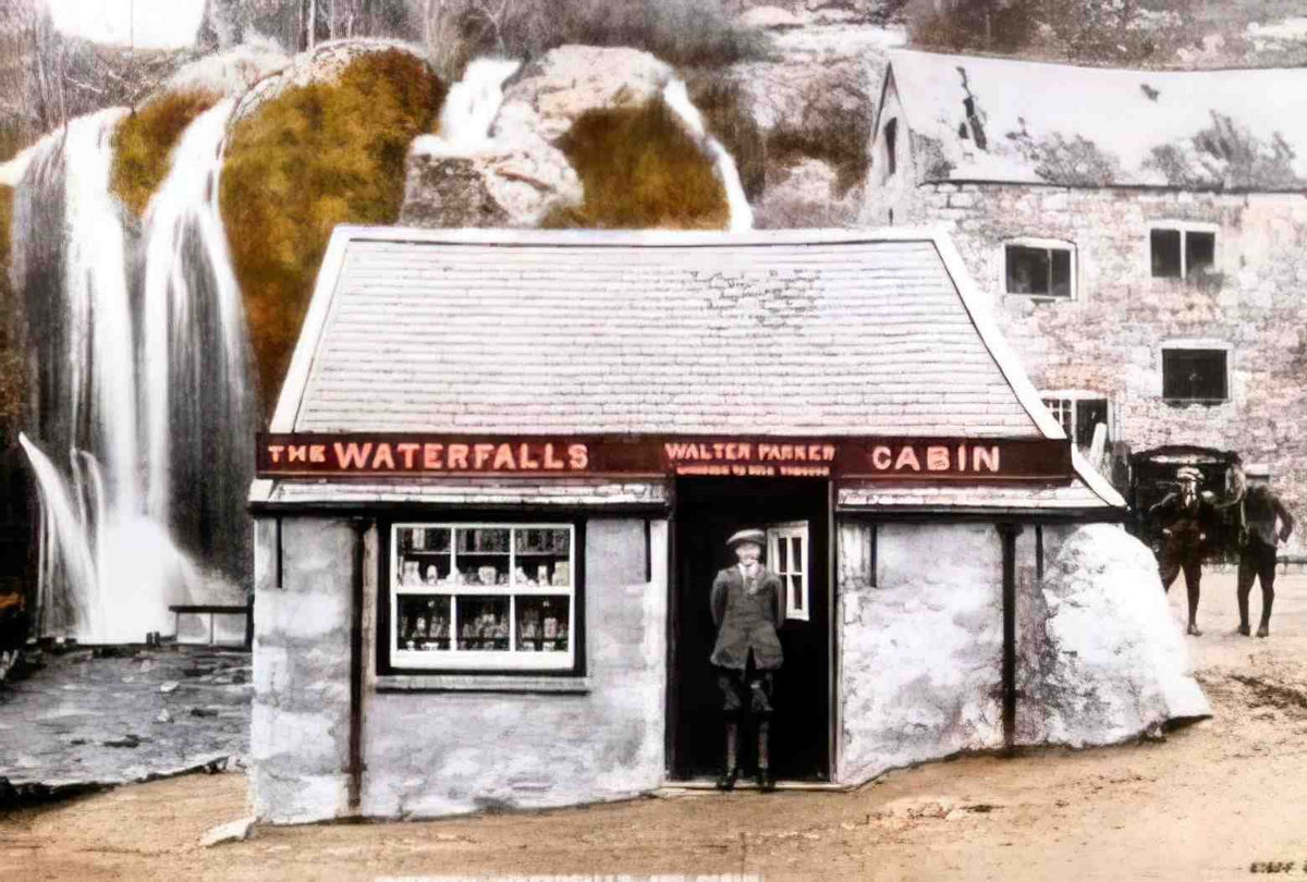 Flintshire Dyserth Waterfalls and Cabin Vintage A4 Photo Print