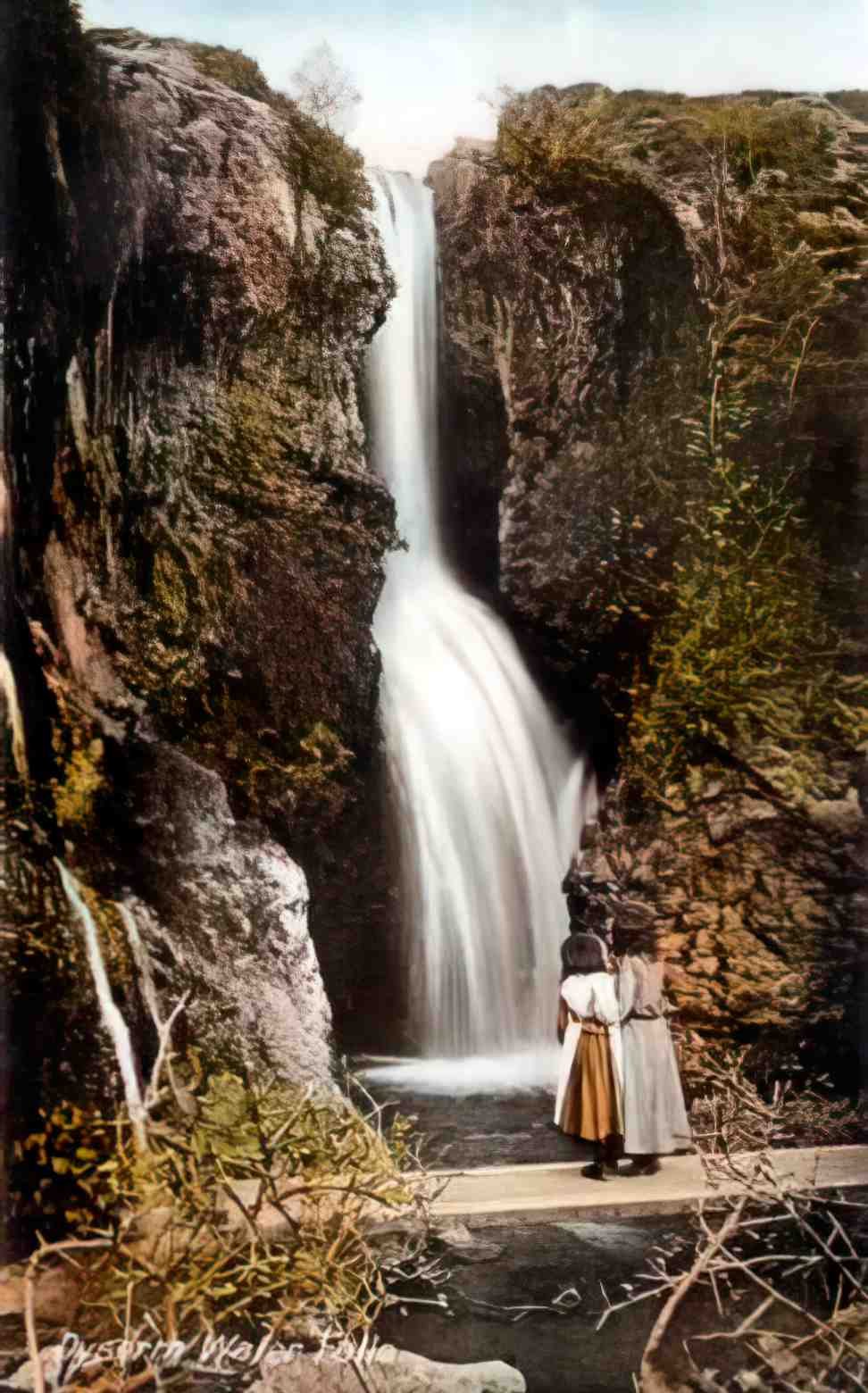 Flintshire Dyserth Waterfalls and Children Vintage A4 Photo Print