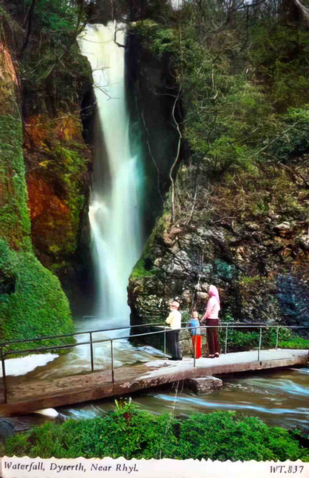 Flintshire Dyserth Waterfalls and Family Vintage A4 Photo Print