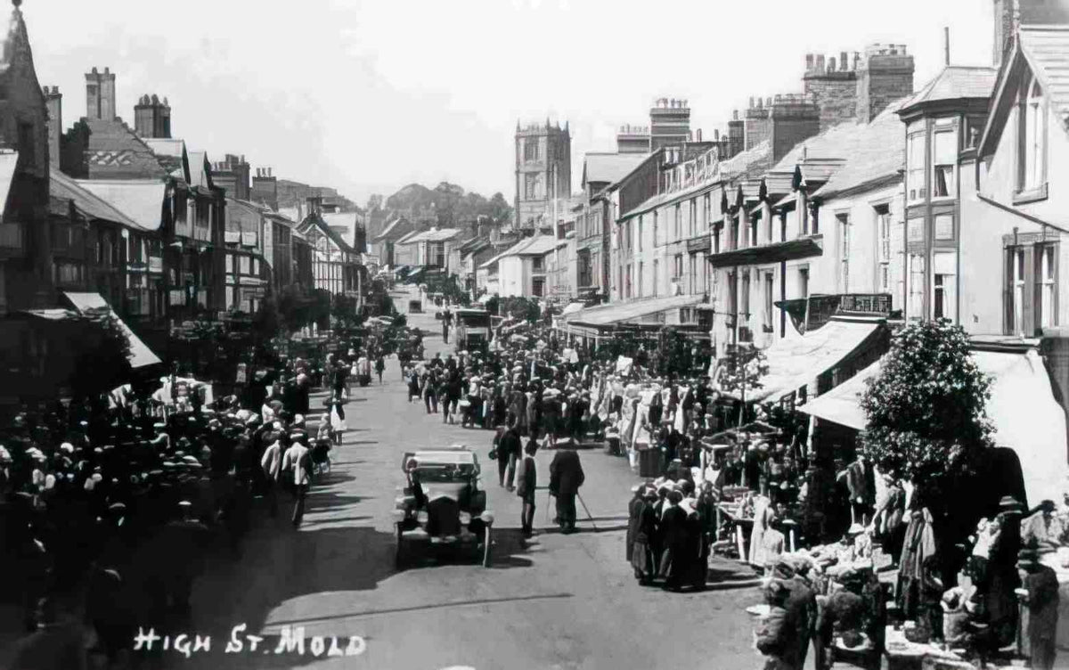 Flintshire Mold High Street IV Vintage A4 Photo Print