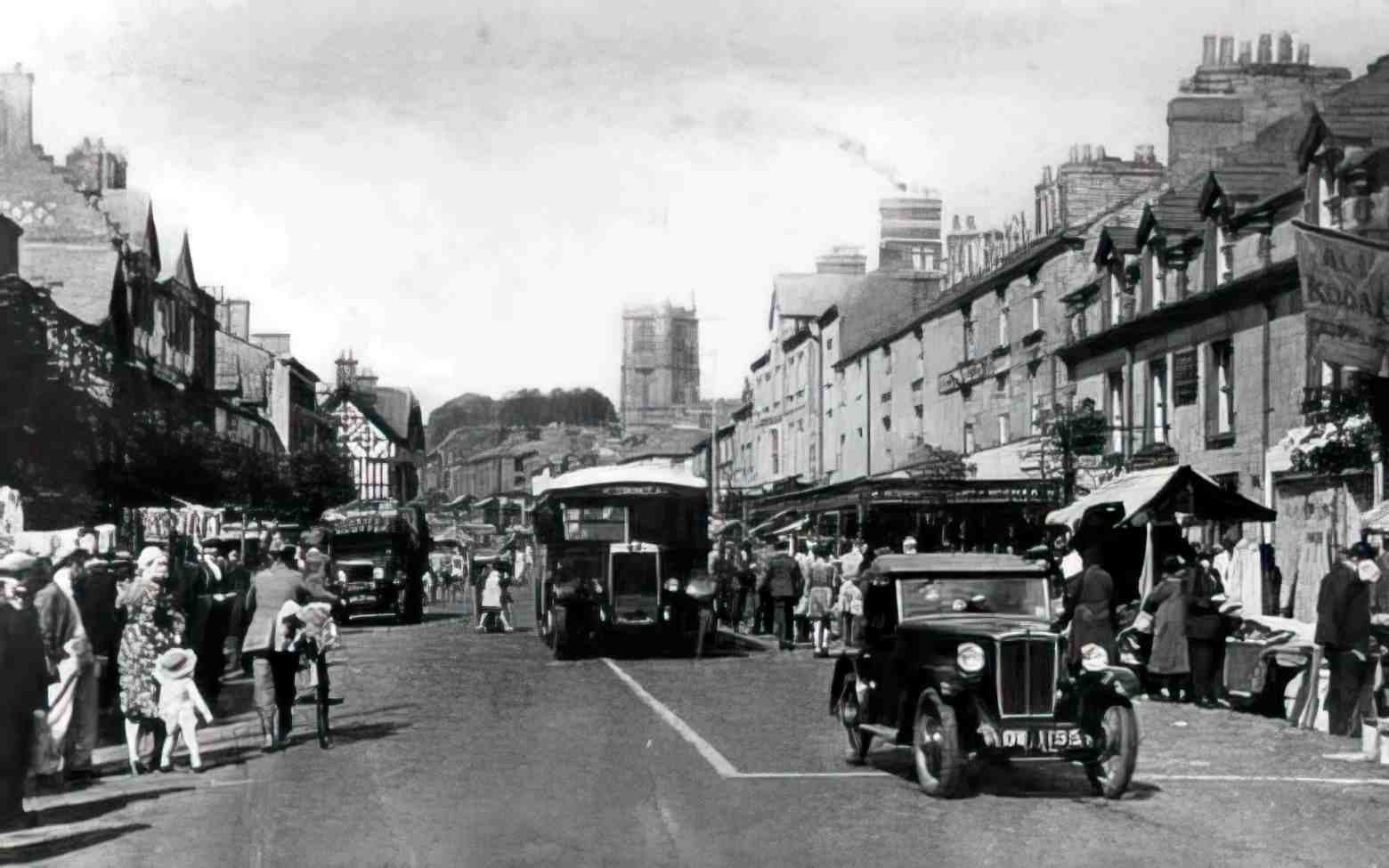 Flintshire Mold High Street VII Vintage A4 Photo Print