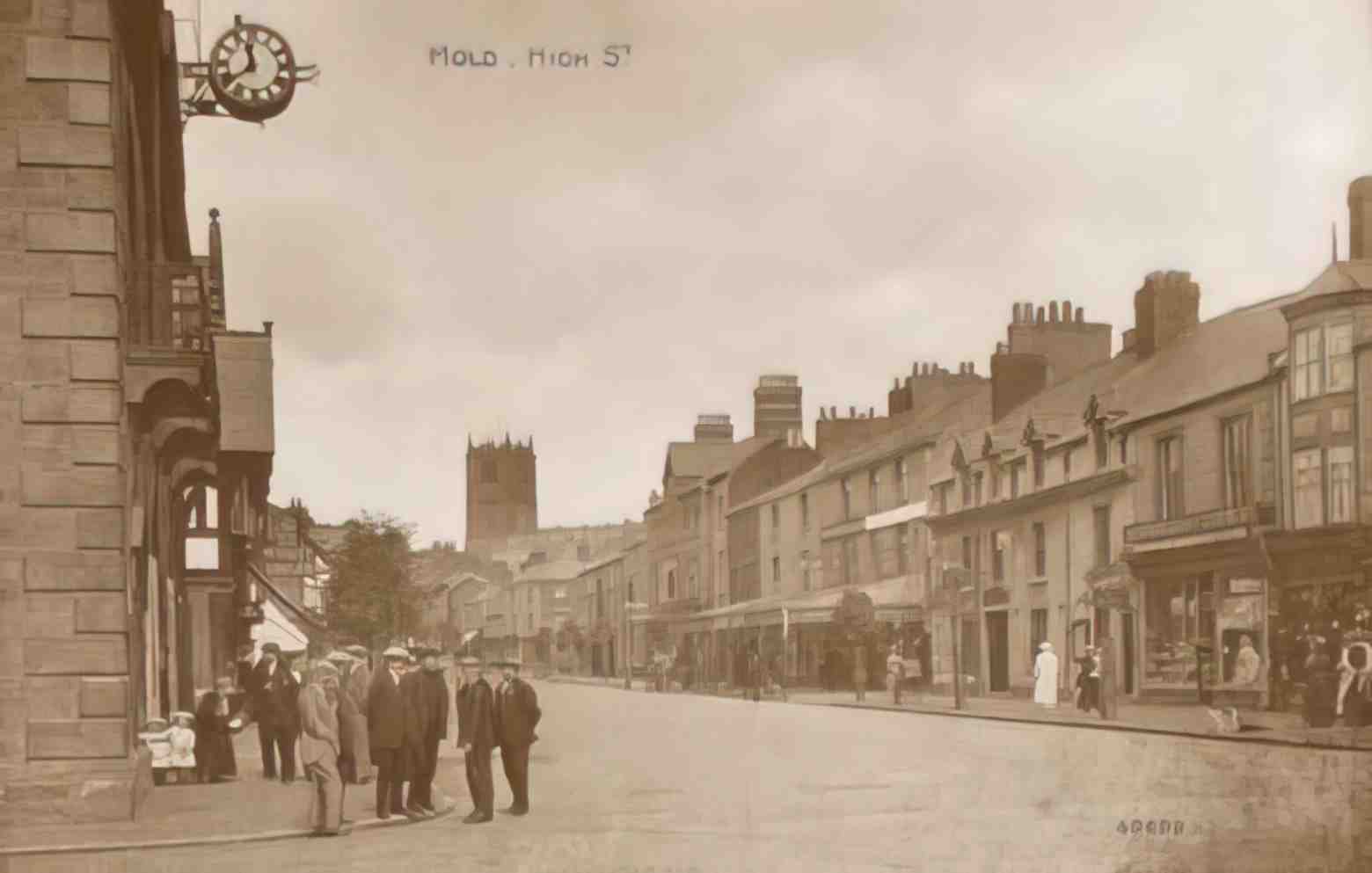 Flintshire Mold High Street Vintage A4 Photo Print