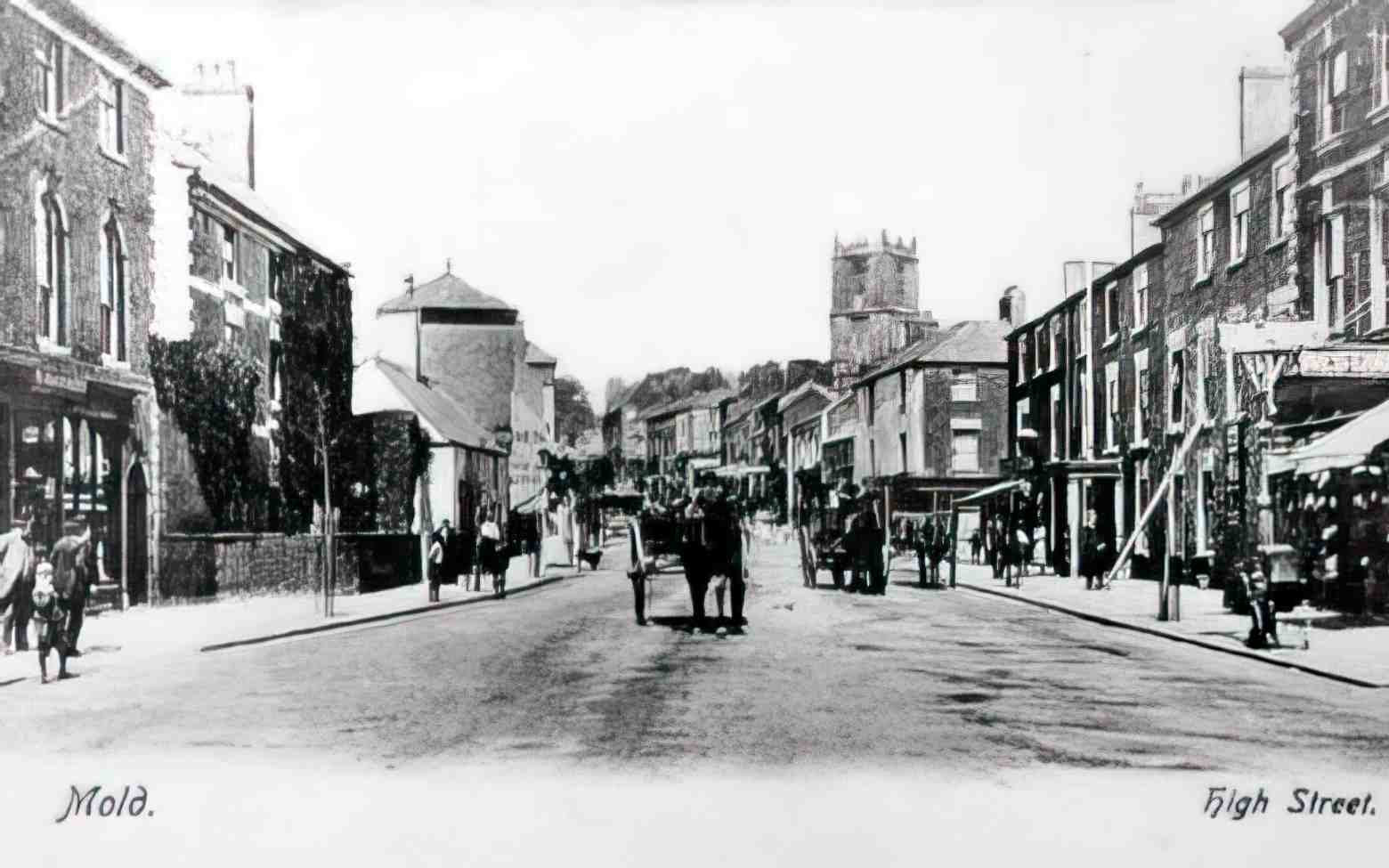 Flintshire Mold High Street XV Vintage A4 Photo Print
