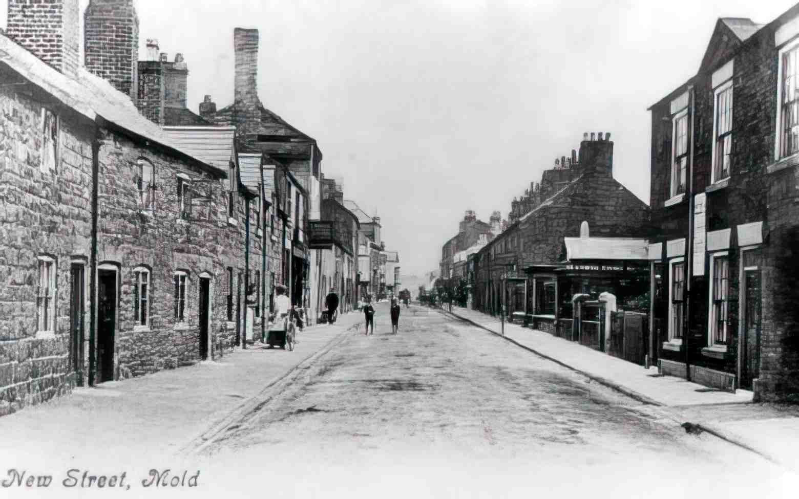 Flintshire Mold New Street Vintage A4 Photo Print