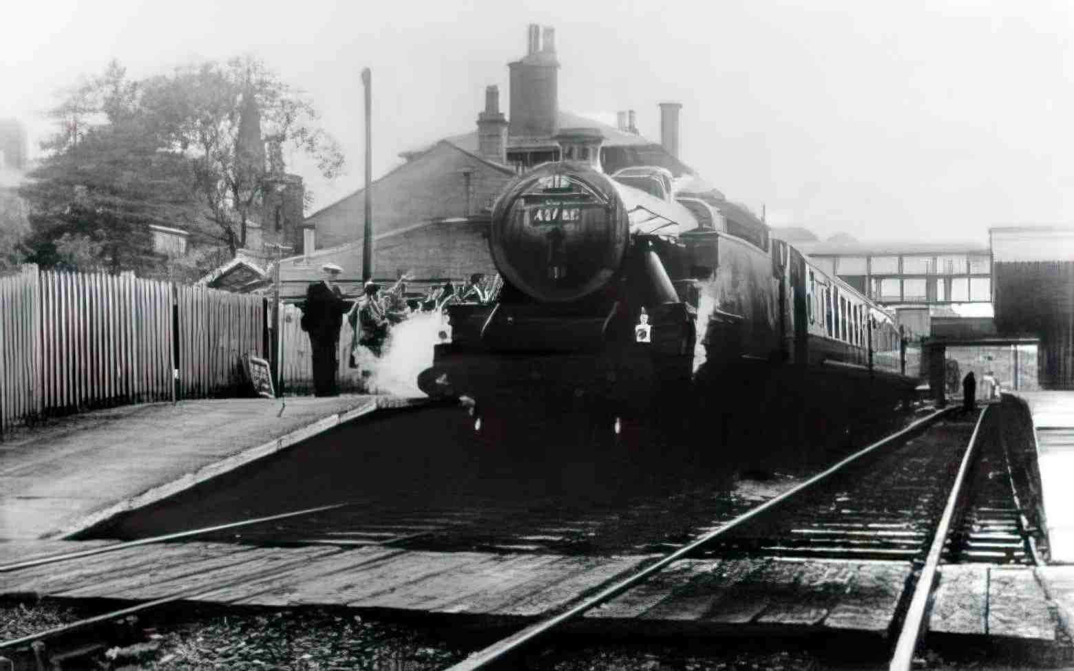 Flintshire Mold Railway Station and Train Vintage A4 Photo Print