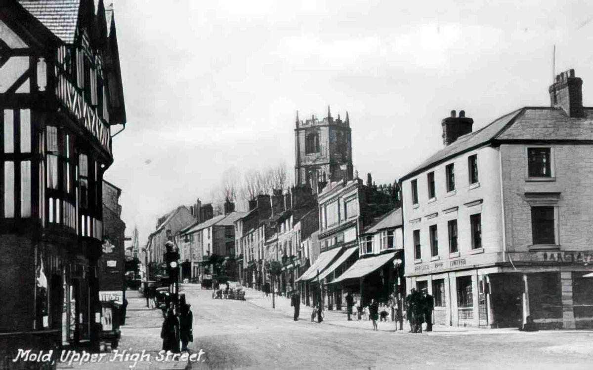 Flintshire Mold Upper High Street II Vintage A4 Photo Print