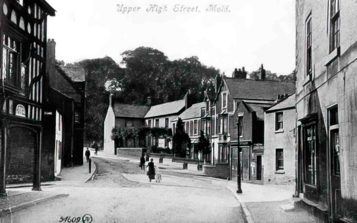 Flintshire Mold Upper High Street XIX Vintage A4 Photo Print