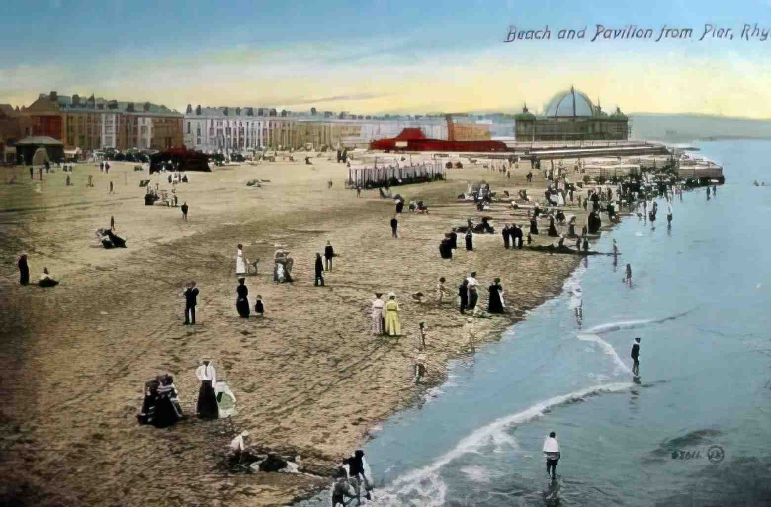 Flintshire Rhyl Beach and Pavilion from the Pier Vintage A4 Photo Print