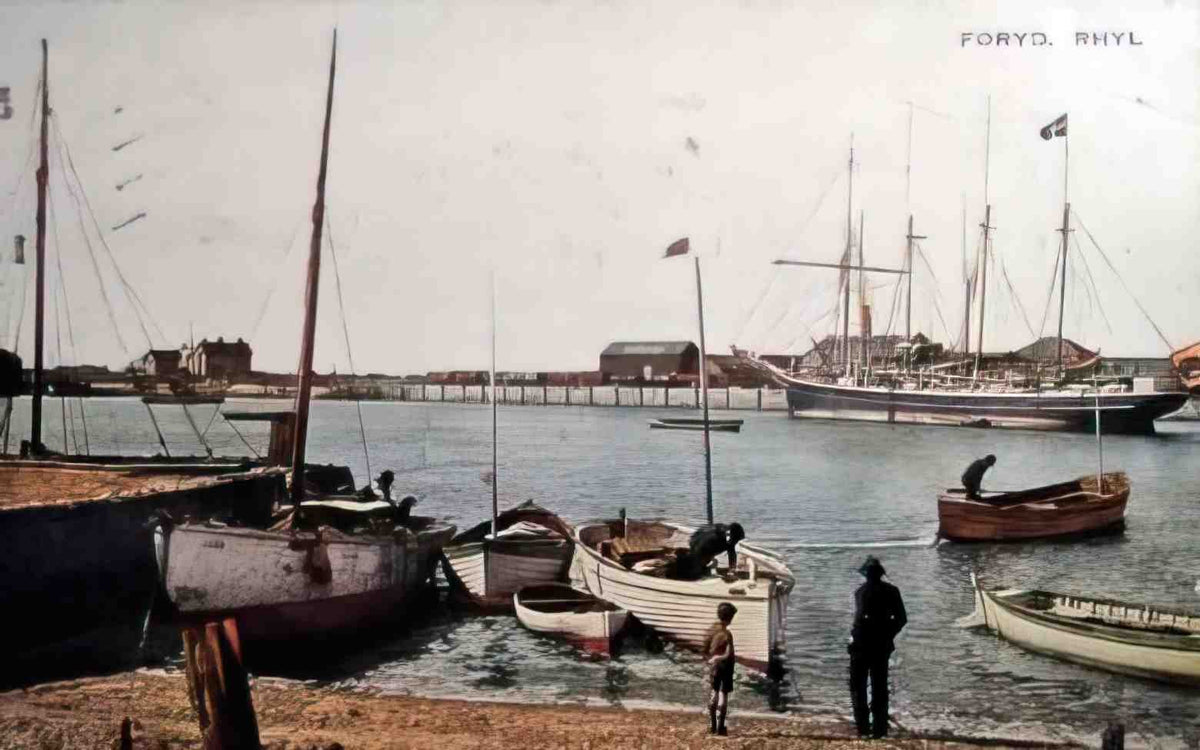 Flintshire Rhyl Fforyd Harbour 1924 Vintage A4 Photo Print
