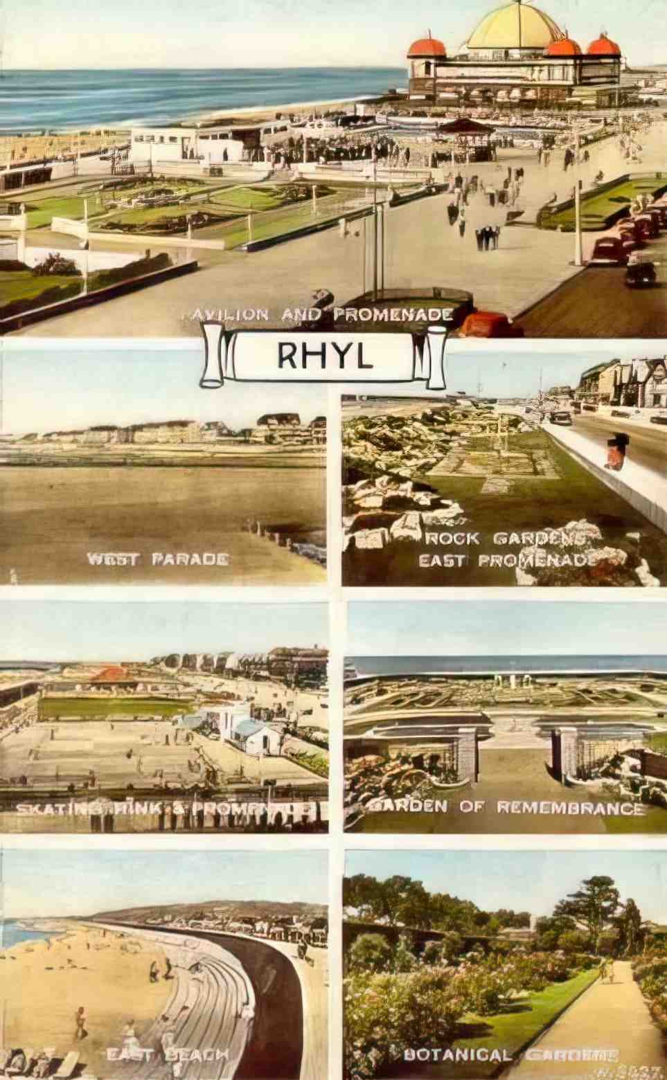 Flintshire Rhyl Multivew Postcard Vintage A4 Photo Print