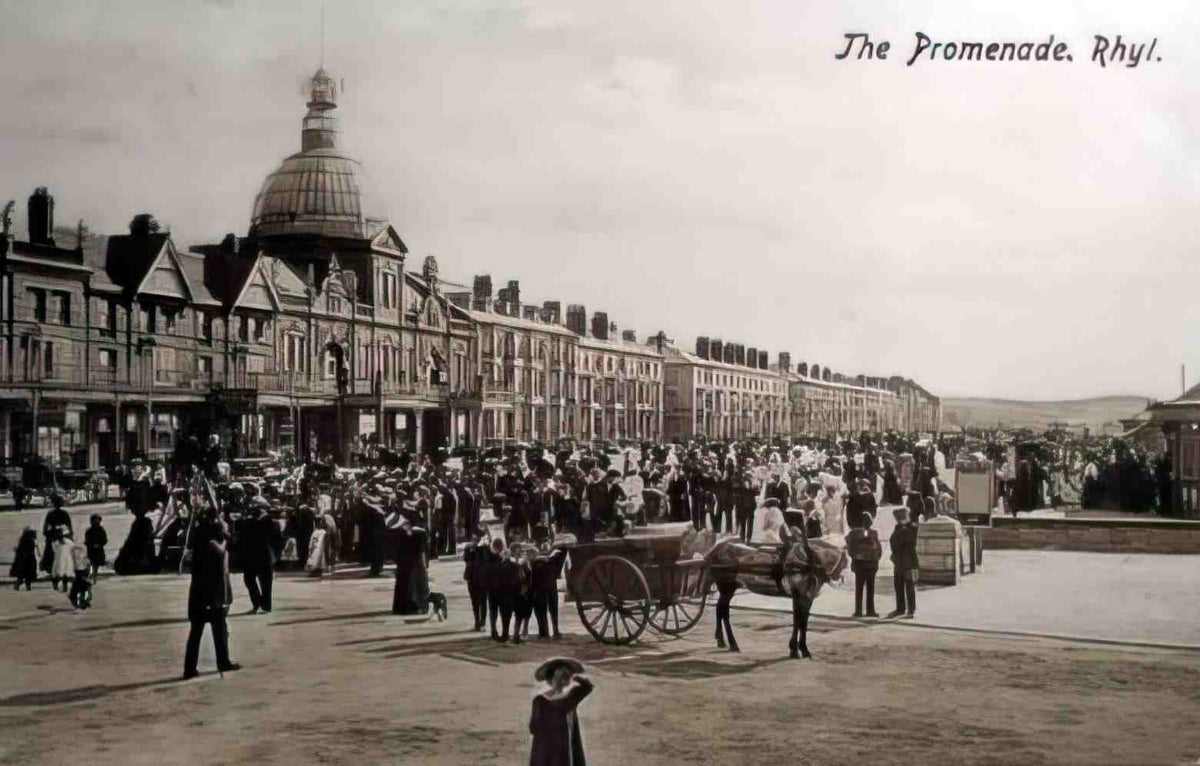 Flintshire Rhyl a packed Promenade 1906 Vintage A4 Photo Print