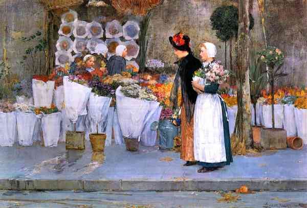 Florists by Hassam Impressionism American A4 Photo Print