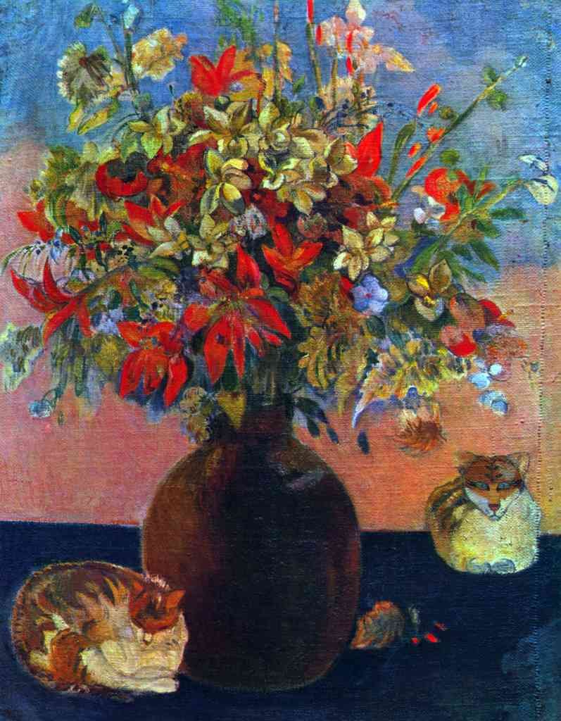 Flowers And Cats Gauguin A4 Photo Print