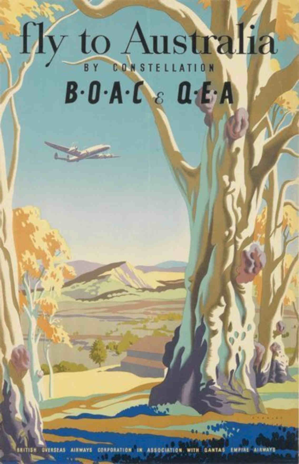Fly Australia Boac Vintage Retro Advert Poster A4 Photo Print