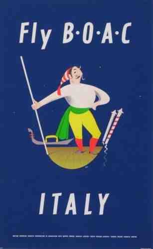 Fly Boac Airlines Italy Vintage Advert A4 Photo Print