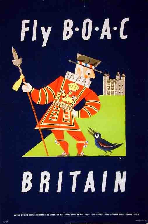 Fly Boac Britain Beef Eater Vintage Advert A4 Photo Print