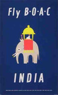 Fly Boac India Airlines Elephant Vintage Advert A4 Photo Print