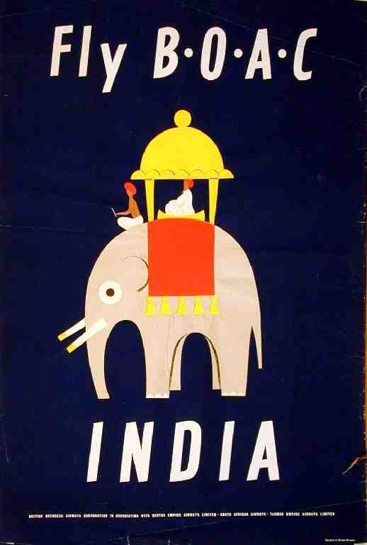 Fly Boac India Elephant Vintage Advert A4 Photo Print