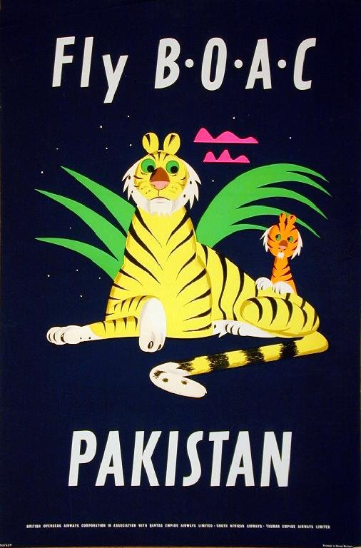 Fly Boac Pakistan Tiger Advert A4 Photo Print