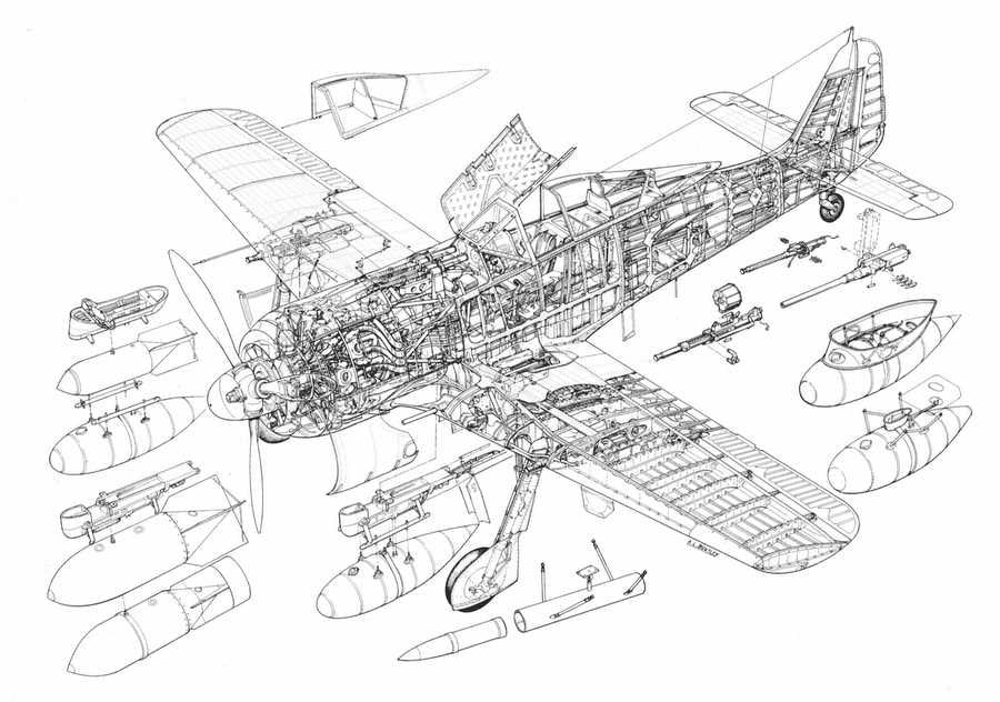 Focke Wulf Fw190 cutaway A4 Photo Print