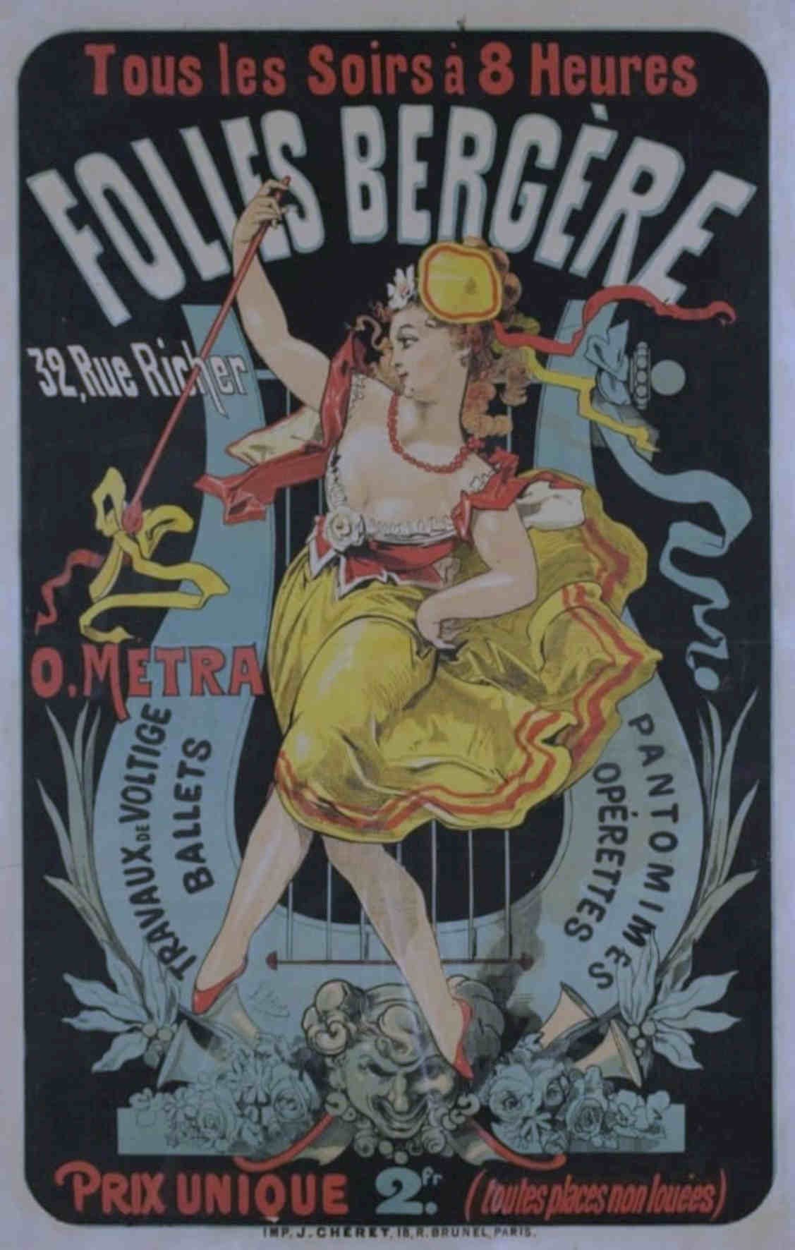 Follies Bergere Dancer Vintage Retro Advert Poster A4 Photo Print
