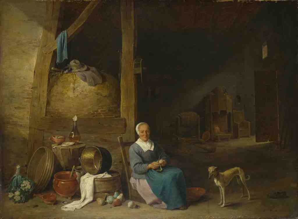 Follower of David Teniers the Younger An Old Woman peeling Pears A4 Photo Print
