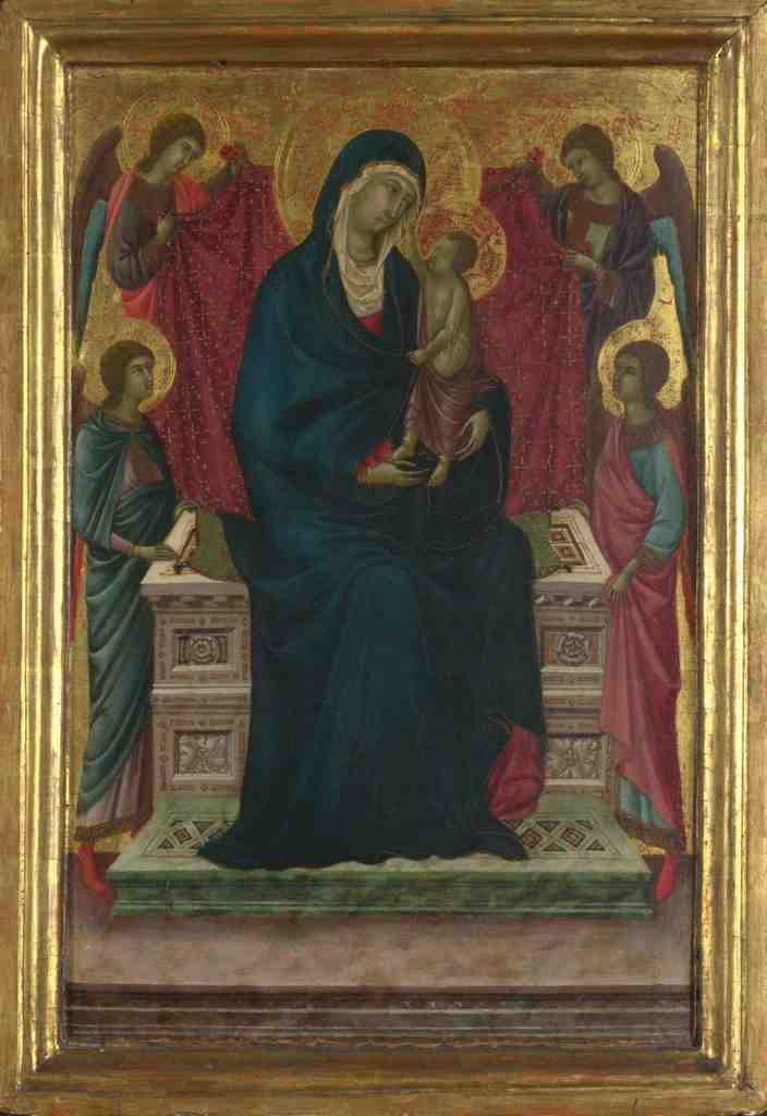Follower of Duccio The Virgin and Child with Four Angels A4 Photo Print