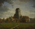 Follower of Jean Francois Millet Landscape with Buildings A4 Photo Print