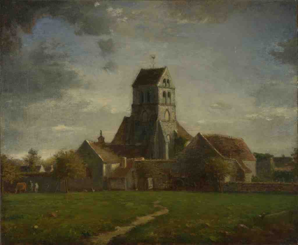 Follower of Jean Francois Millet Landscape with Buildings A4 Photo Print
