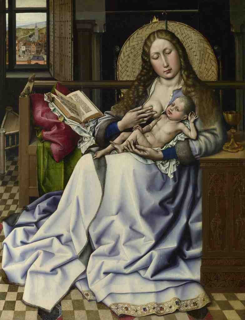Follower of Robert Campin The Virgin and Child before a Firescreen A4 Photo Print
