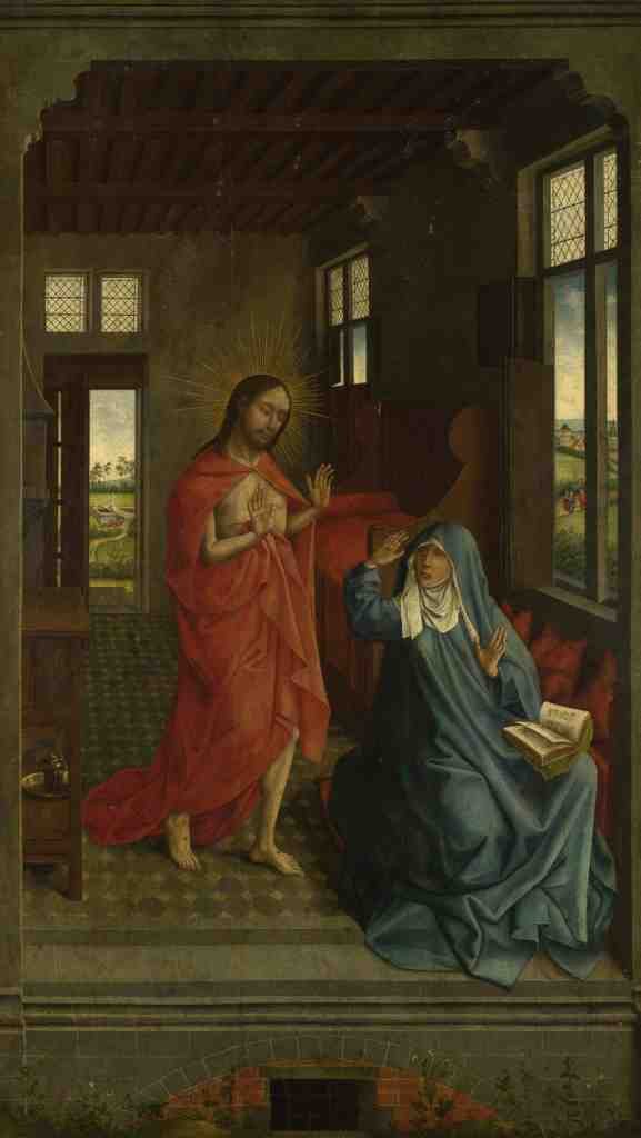 Follower of Rogier van der Weyden Christ appearing to the Virgin A4 Photo Print