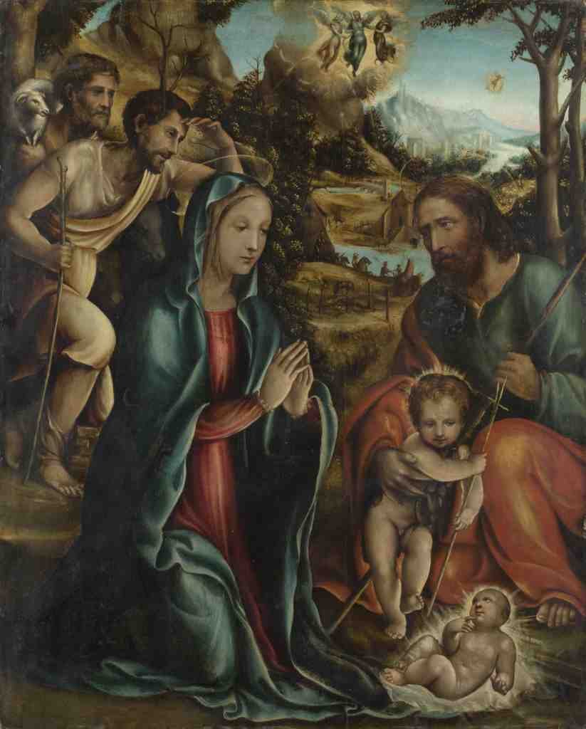 Follower of Sodoma The Nativity with the Infant Baptist and Shepherds A4 Photo Print
