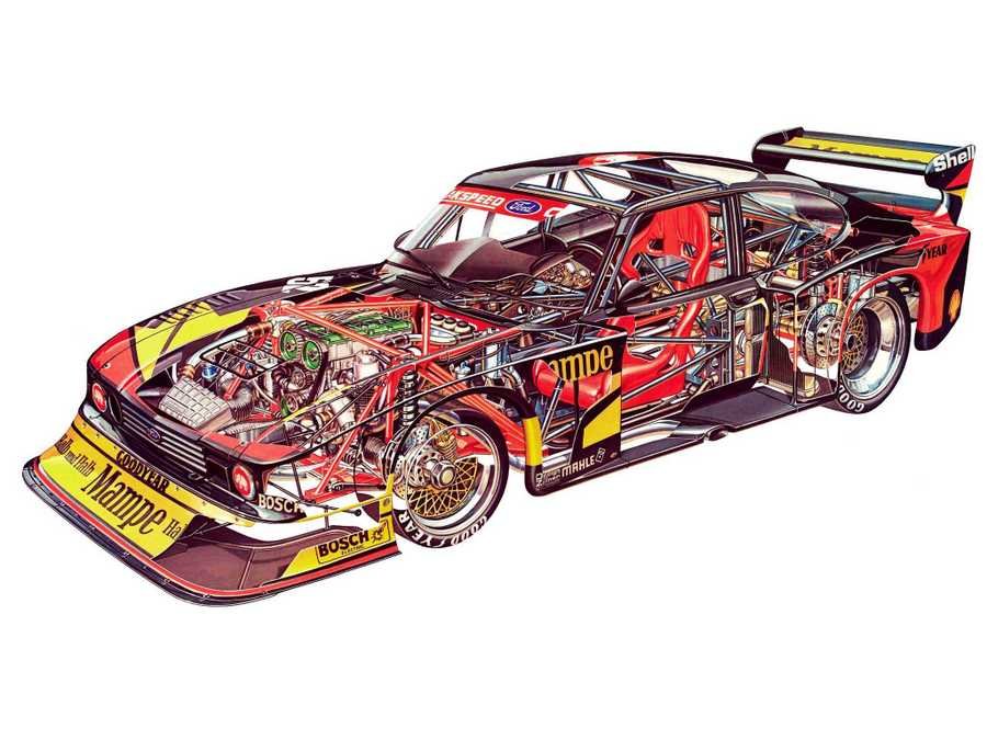 Ford Capri Turbo Zakspeed cutaway A4 Photo Print