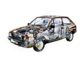 Ford Fiesta Ghia 1983 cutaway A4 Photo Print