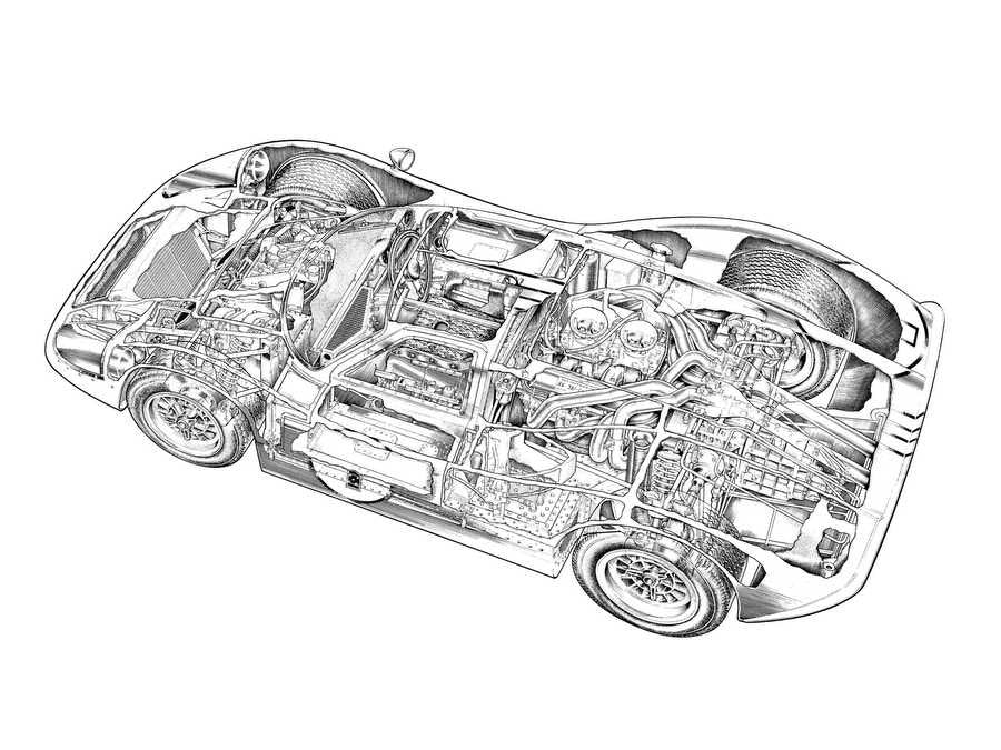 Ford GT40 cutaway A4 Photo Print