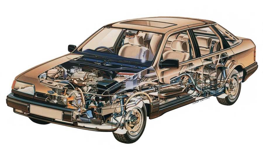 Ford Granada Hatchback 1985 cutaway A4 Photo Print