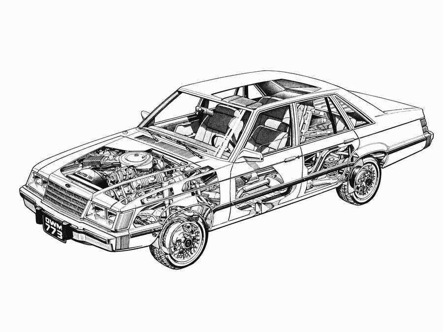 Ford LTD Sedan cutaway A4 Photo Print