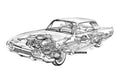 Ford Thunderbird Hardtop 1961 cutaway A4 Photo Print