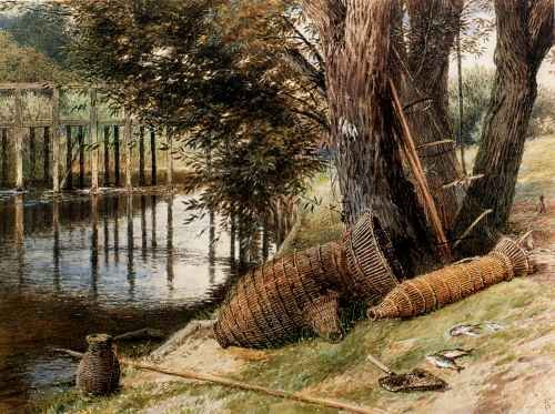 Foster Myles Birket Eel Pots On The Banks Of A River A4 Photo Print