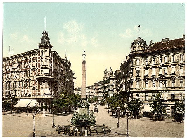 Fountain and Breiter Weg Madgeburg Saxony Vintage A4 Photo Print