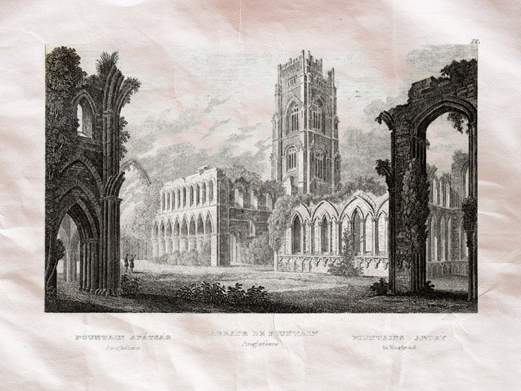 Fountains Abbey Ripon Aldfield England Malte Brun 1826 Vintage A4 Photo Print