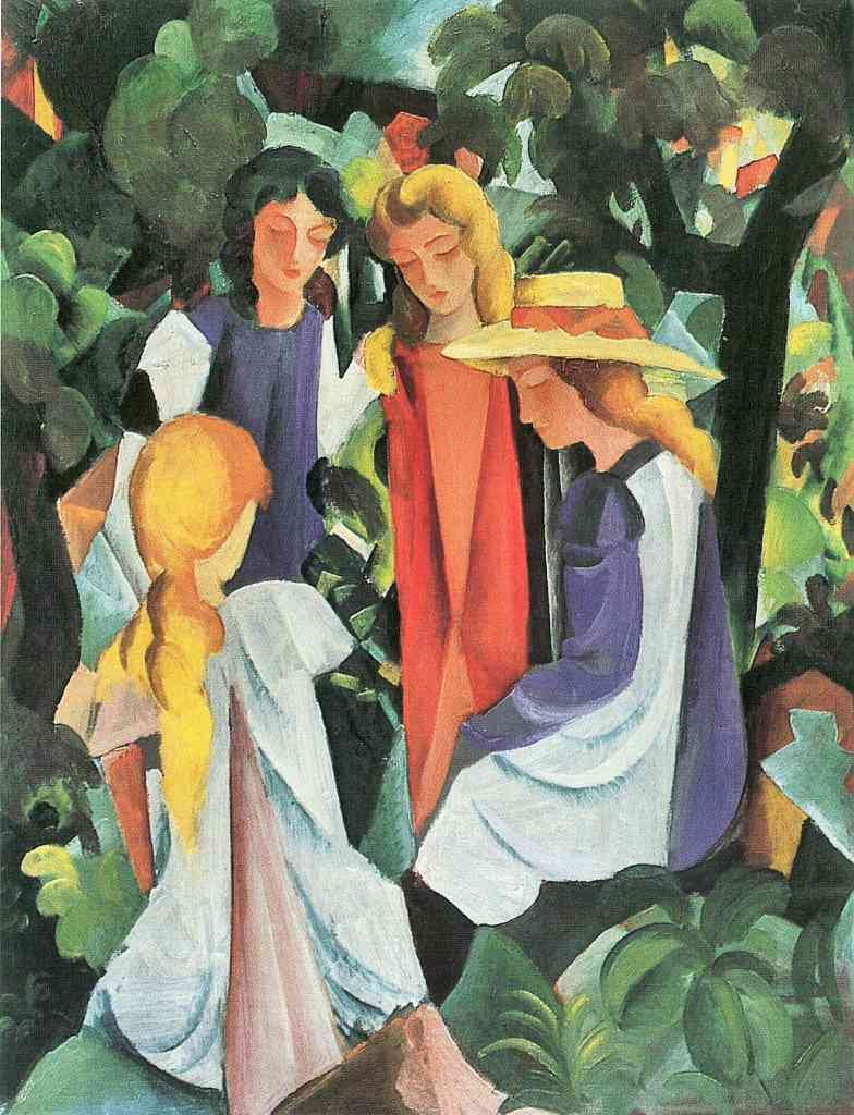 Four Girls August Macke Expressionism A4 Photo Print