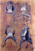 Four Studies Of Jockeys Degas A4 Photo Print