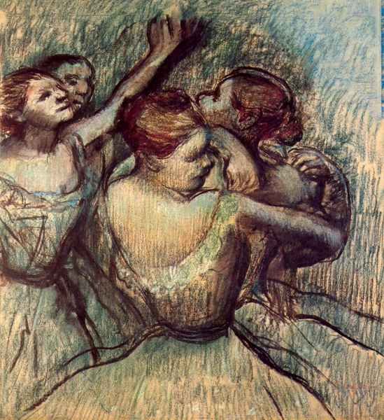 Four dancers in half figure by Degas A4 Photo Print