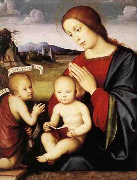Francia Francesco Madonna And Child With The Infant St John The Baptist A4 Photo Print