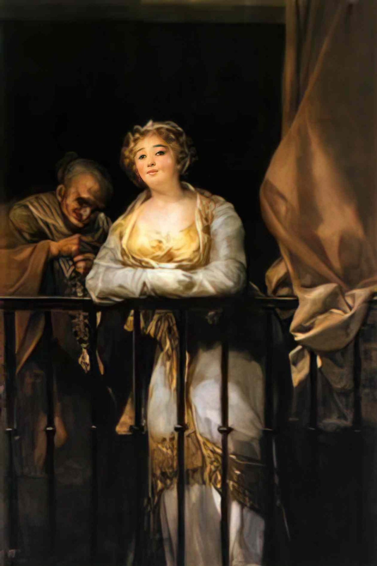 Francisco Goya maja and celestina on a balcony 1812 Art A4 Photo Print