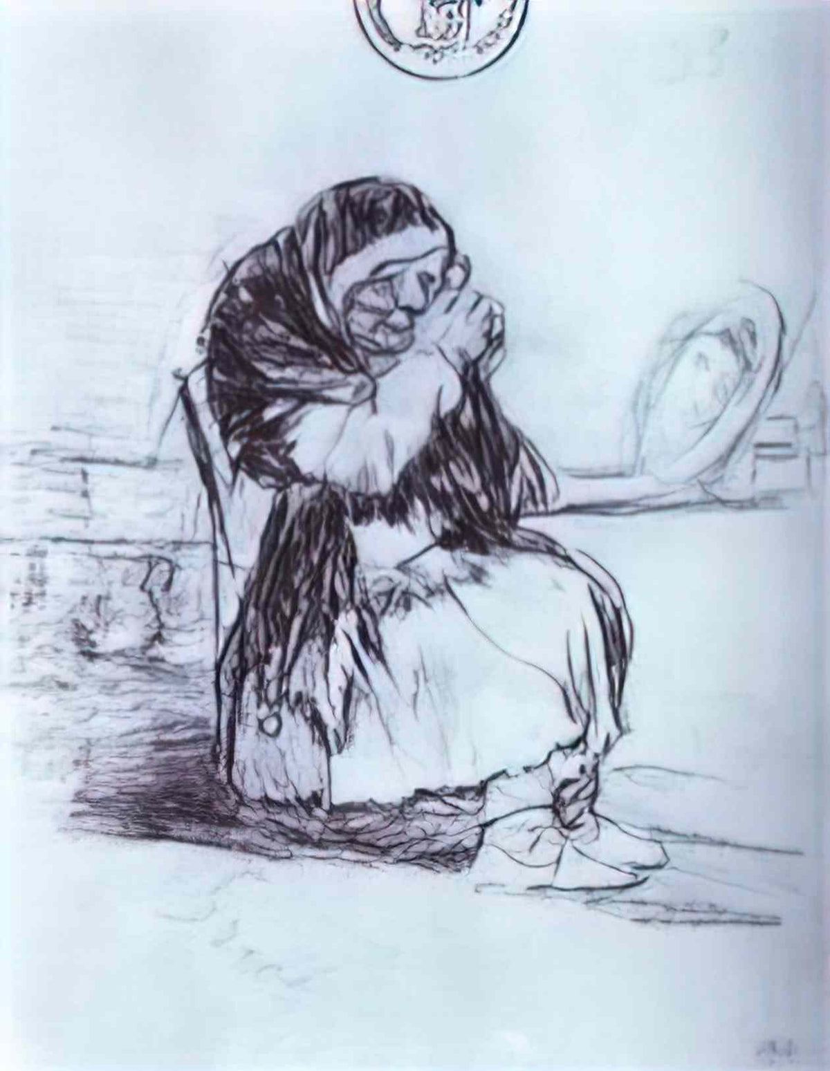 Francisco Goya the old woman with a mirror Art A4 Photo Print