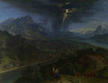 Francisque Millet Mountain Landscape with Lightning A4 Photo Print